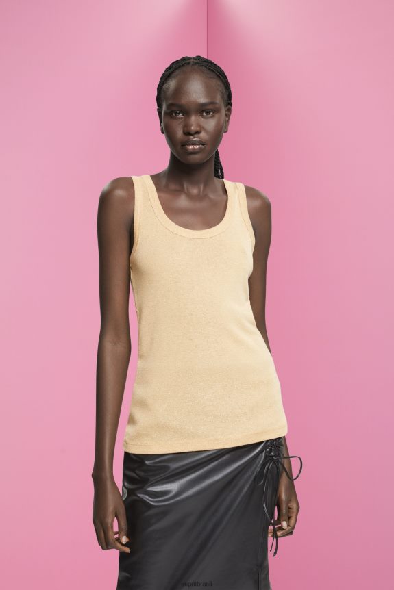 top sem mangas com glitter mulheres Esprit ouro tanque 82P6TP404