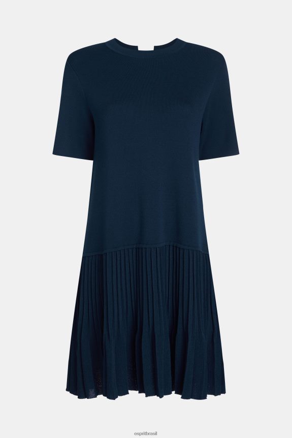 lindo vestido com babados e bainha mulheres Esprit marinha vestidos 82P6TP470