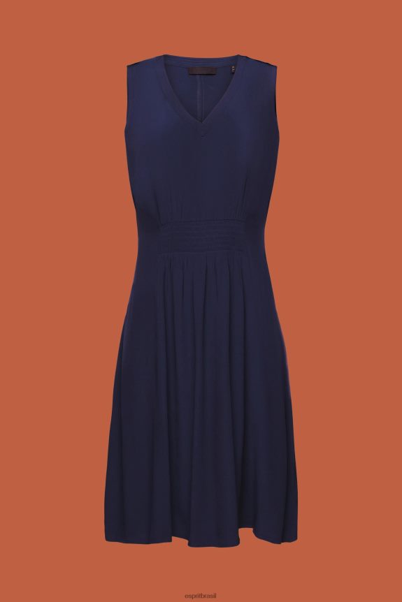 mini vestido com cintura franzida mulheres Esprit marinha vestidos 82P6TP228