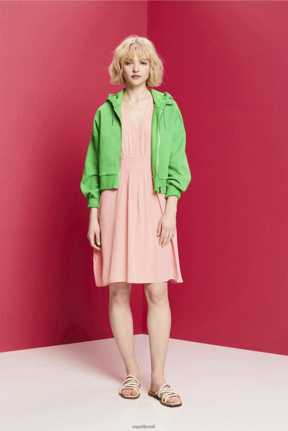 mini vestido com cintura franzida mulheres Esprit rosa vestidos 82P6TP229