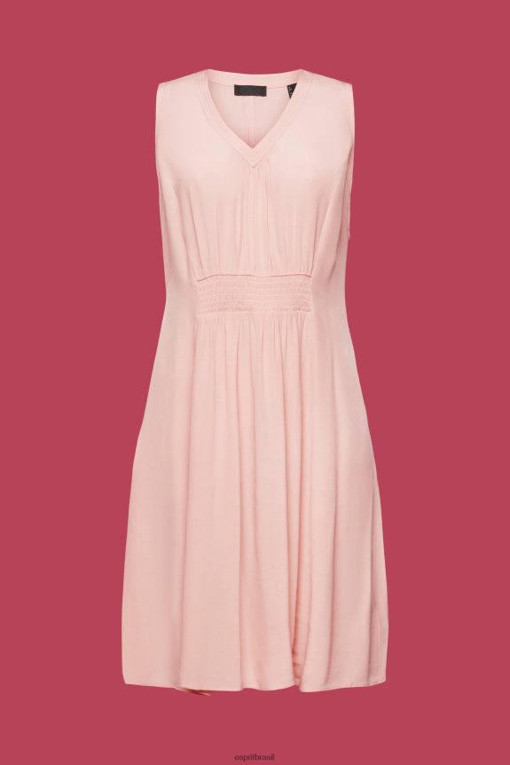 mini vestido com cintura franzida mulheres Esprit rosa vestidos 82P6TP229