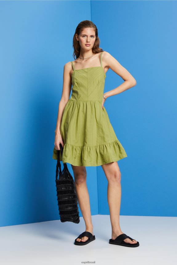 minivestido de algodão mulheres Esprit branco vestidos 82P6TP42