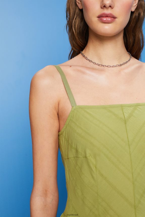 minivestido de algodão mulheres Esprit branco vestidos 82P6TP42