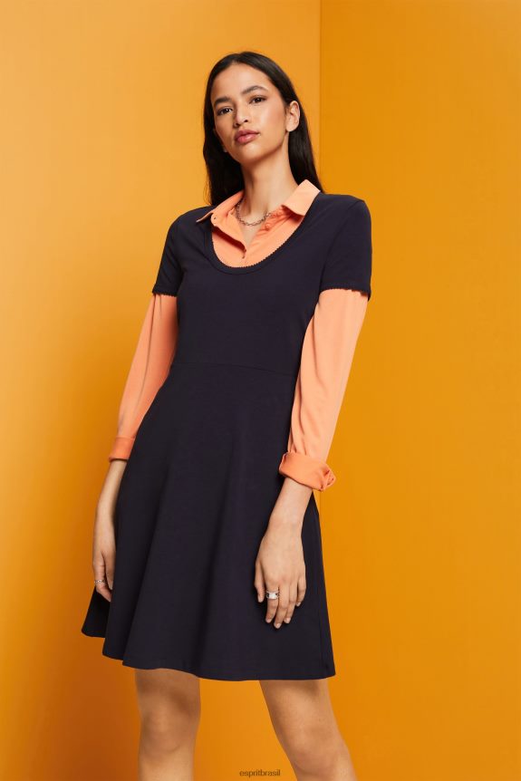 minivestido em jersey mulheres Esprit marinha vestidos 82P6TP61