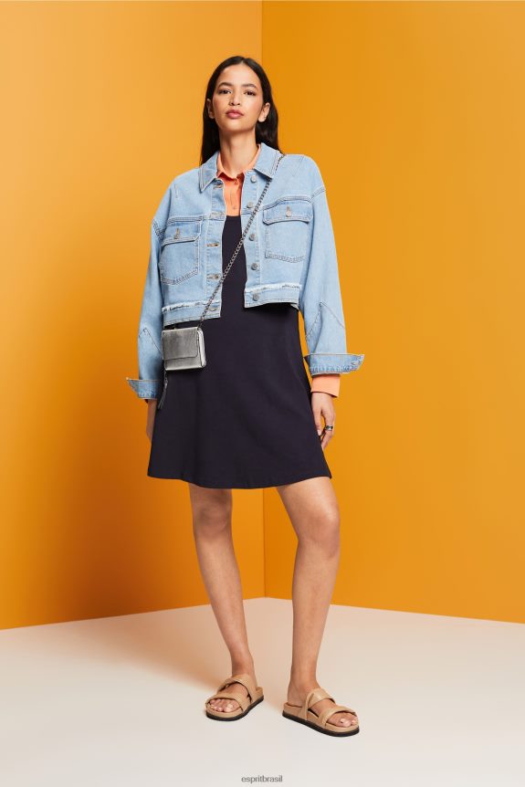 minivestido em jersey mulheres Esprit marinha vestidos 82P6TP61