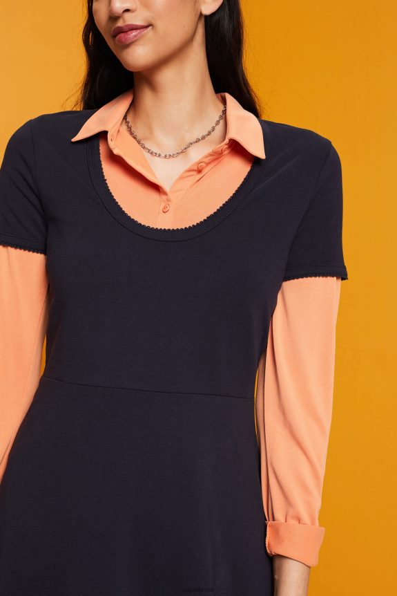 minivestido em jersey mulheres Esprit marinha vestidos 82P6TP61