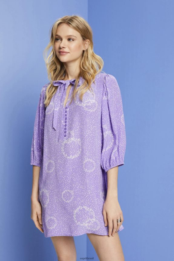 minivestido estampado com gravata borboleta mulheres Esprit branco vestidos 82P6TP230