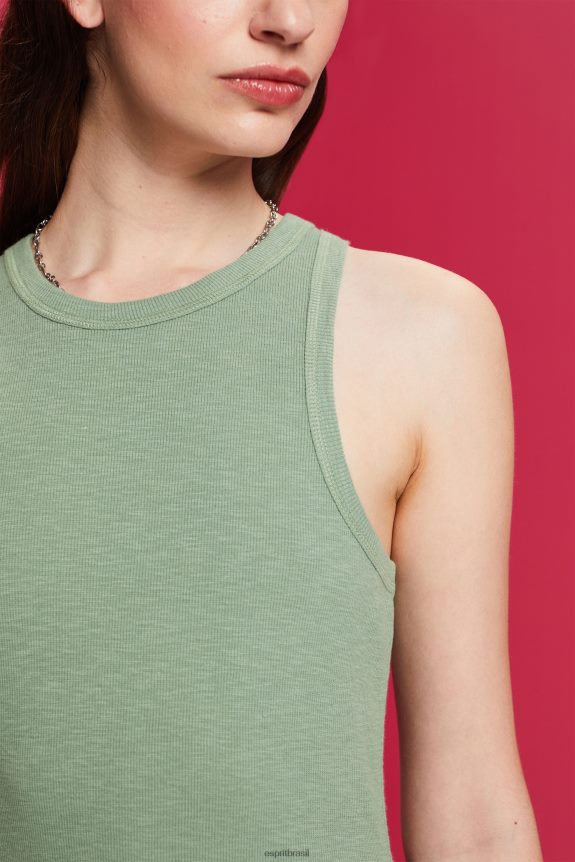 minivestido mix de tecidos mulheres Esprit cáqui claro vestidos 82P6TP70