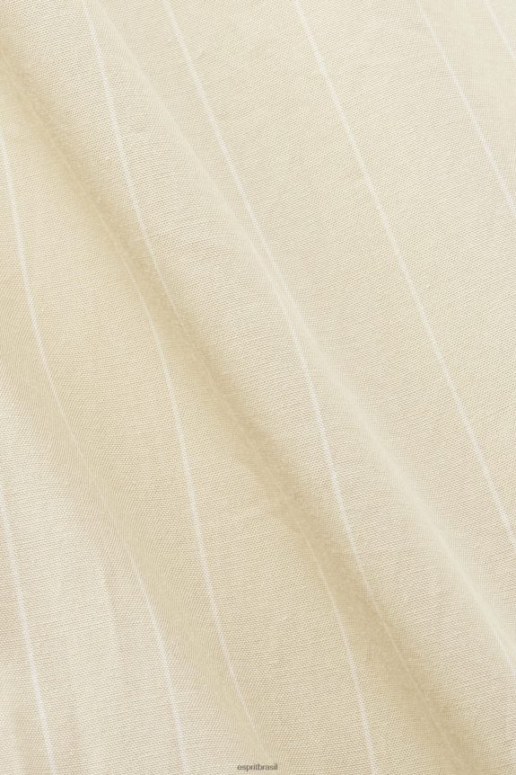 vestido camisa listrado, 100% algodão mulheres Esprit bege vestidos 82P6TP278