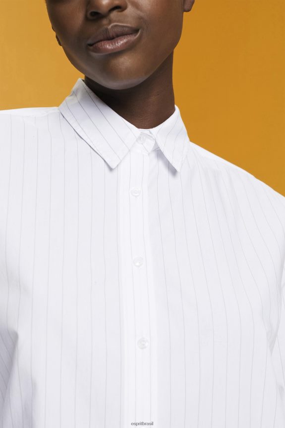 vestido camisa listrado, 100% algodão mulheres Esprit branco vestidos 82P6TP277