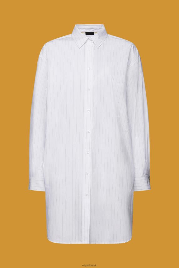 vestido camisa listrado, 100% algodão mulheres Esprit branco vestidos 82P6TP277