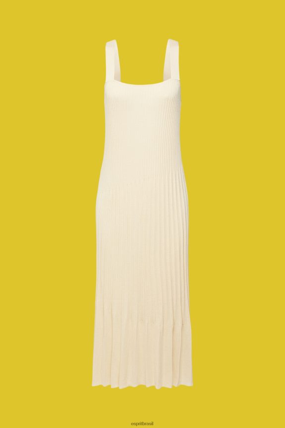 vestido de alça plissado mulheres Esprit areia vestidos 82P6TP492