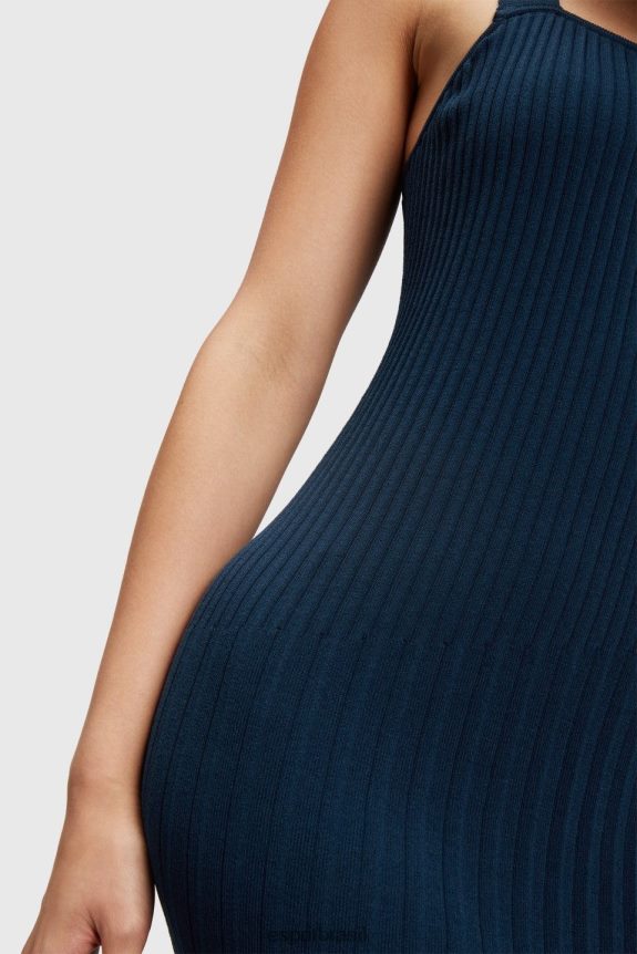 vestido de alça plissado mulheres Esprit marinha vestidos 82P6TP388