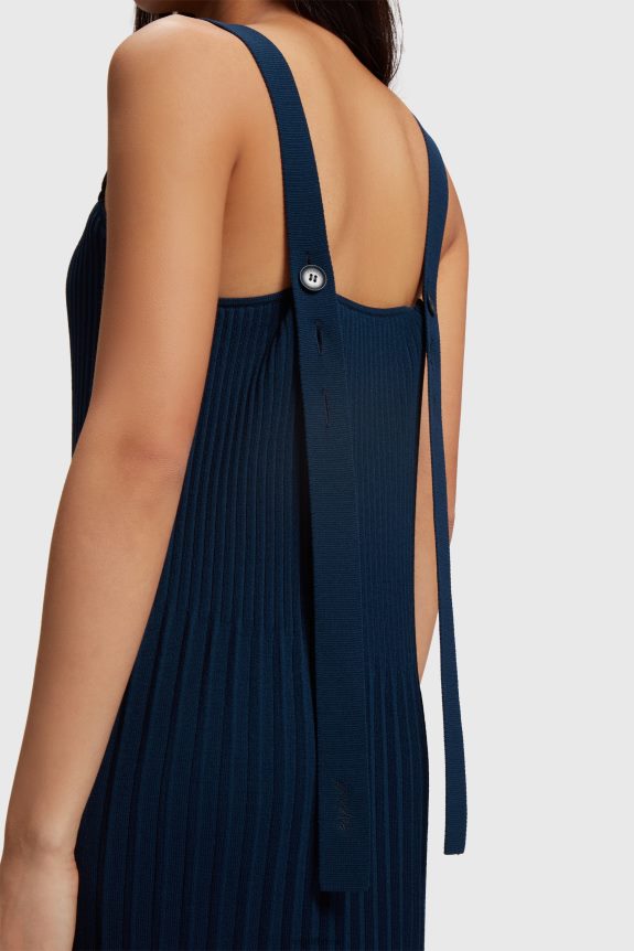 vestido de alça plissado mulheres Esprit marinha vestidos 82P6TP388