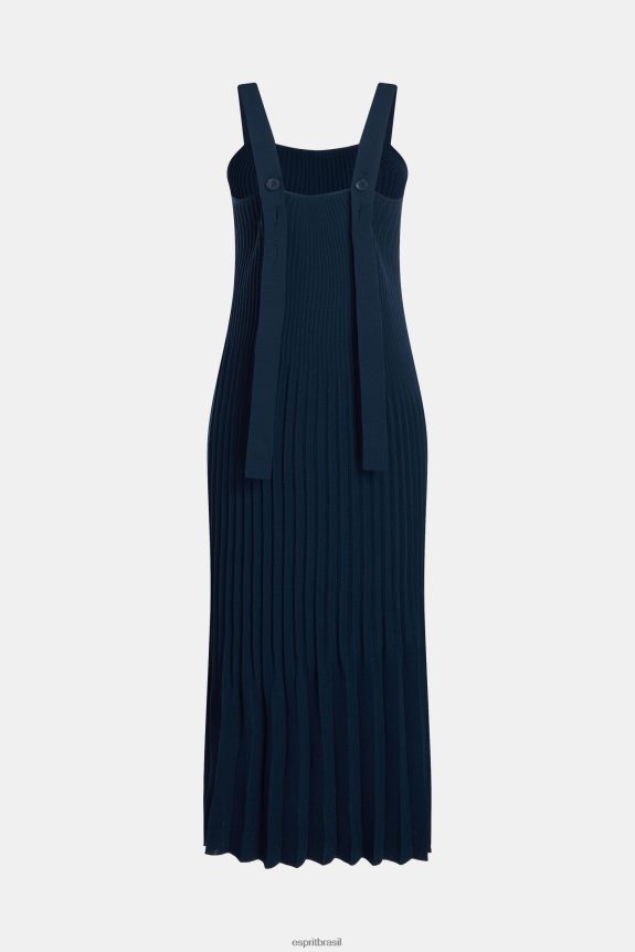 vestido de alça plissado mulheres Esprit marinha vestidos 82P6TP388