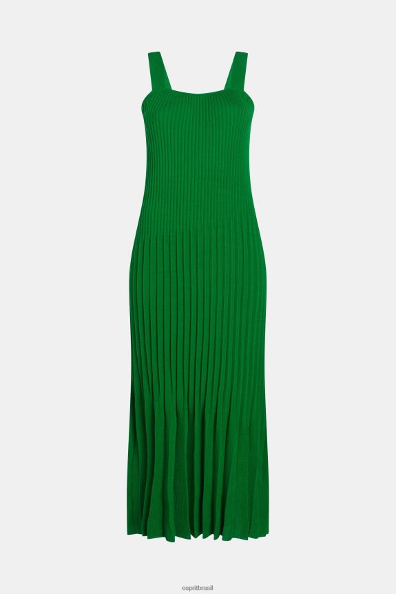 vestido de alça plissado mulheres Esprit verde vestidos 82P6TP387