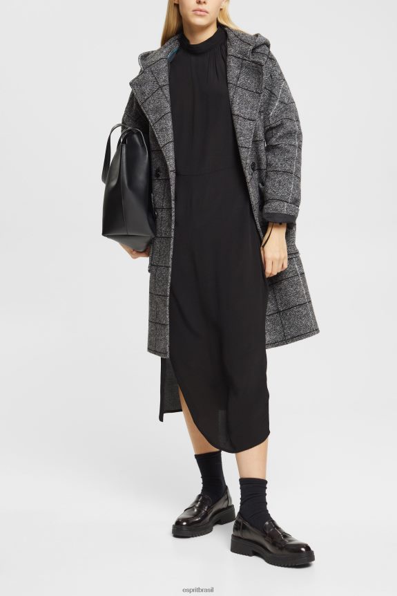 vestido de gola alta mulheres Esprit preto vestidos 82P6TP424