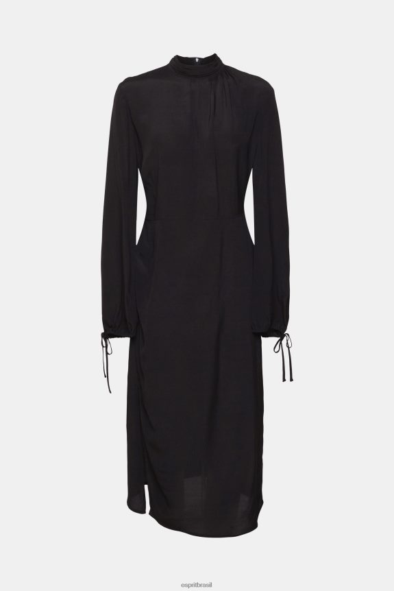 vestido de gola alta mulheres Esprit preto vestidos 82P6TP424