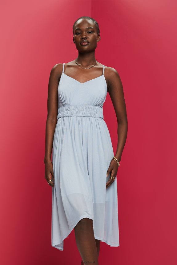 vestido de malha com cintura elástica mulheres Esprit lavanda azul claro vestidos 82P6TP66