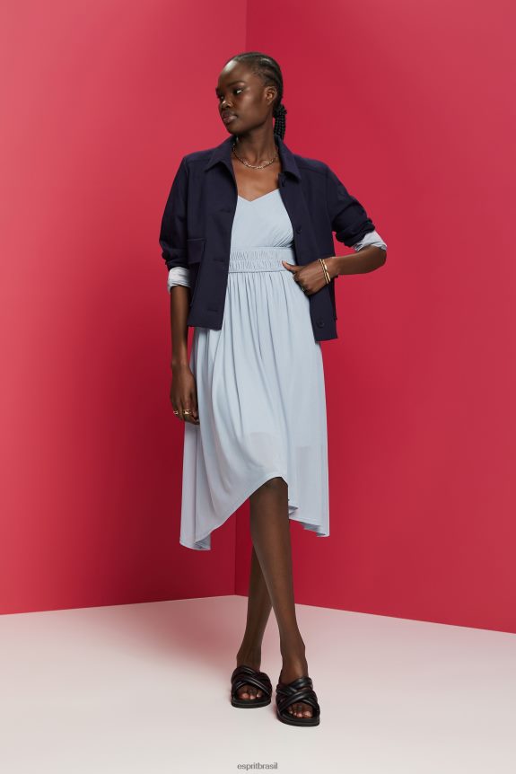 vestido de malha com cintura elástica mulheres Esprit lavanda azul claro vestidos 82P6TP66