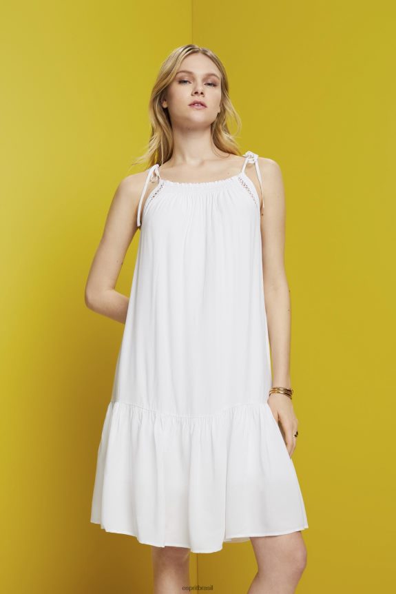 vestido de tiras com bata, tencel mulheres Esprit branco vestidos 82P6TP203