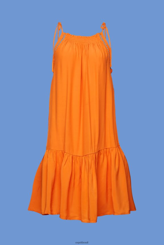 vestido de tiras com bata, tencel mulheres Esprit laranja vestidos 82P6TP116