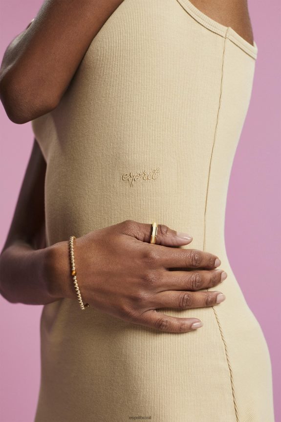 vestido em jersey canelado mulheres Esprit areia vestidos 82P6TP286