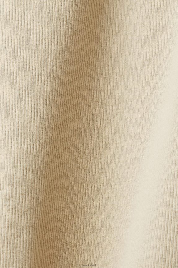 vestido em jersey canelado mulheres Esprit areia vestidos 82P6TP286