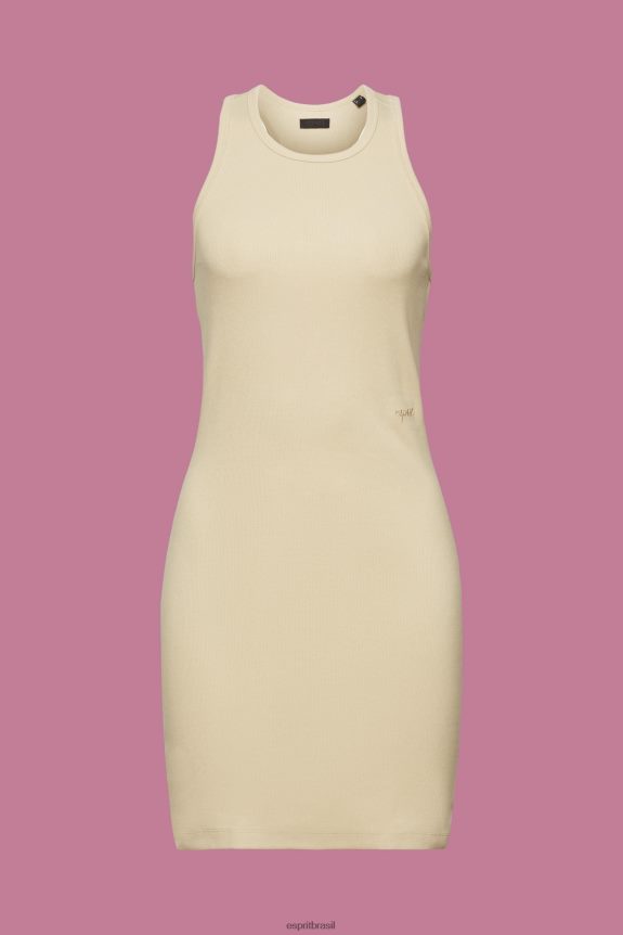 vestido em jersey canelado mulheres Esprit areia vestidos 82P6TP286
