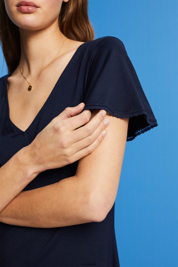 vestido jersey com mangas sino mulheres Esprit marinha vestidos 82P6TP64