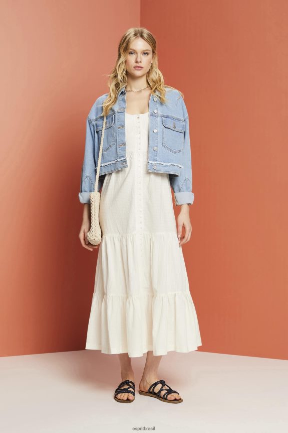 vestido maxi com tiras mulheres Esprit branco vestidos 82P6TP232