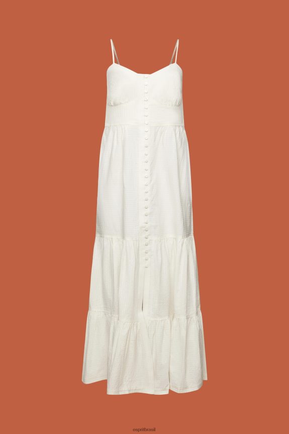 vestido maxi com tiras mulheres Esprit branco vestidos 82P6TP232
