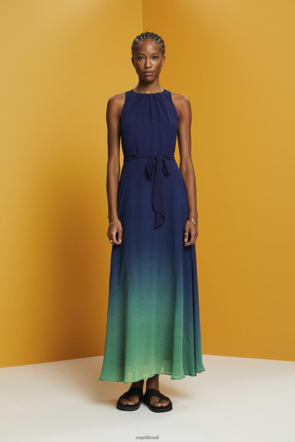 vestido maxi sem mangas com estampa floral integral mulheres Esprit marinha vestidos 82P6TP258