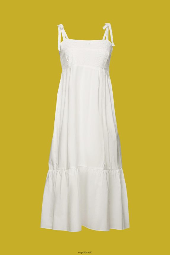 vestido midi com bordado, lenzing ecovero mulheres Esprit branco vestidos 82P6TP205