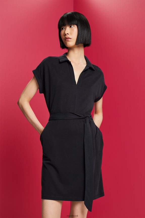 vestido midi com decote em V mulheres Esprit antracite vestidos 82P6TP73