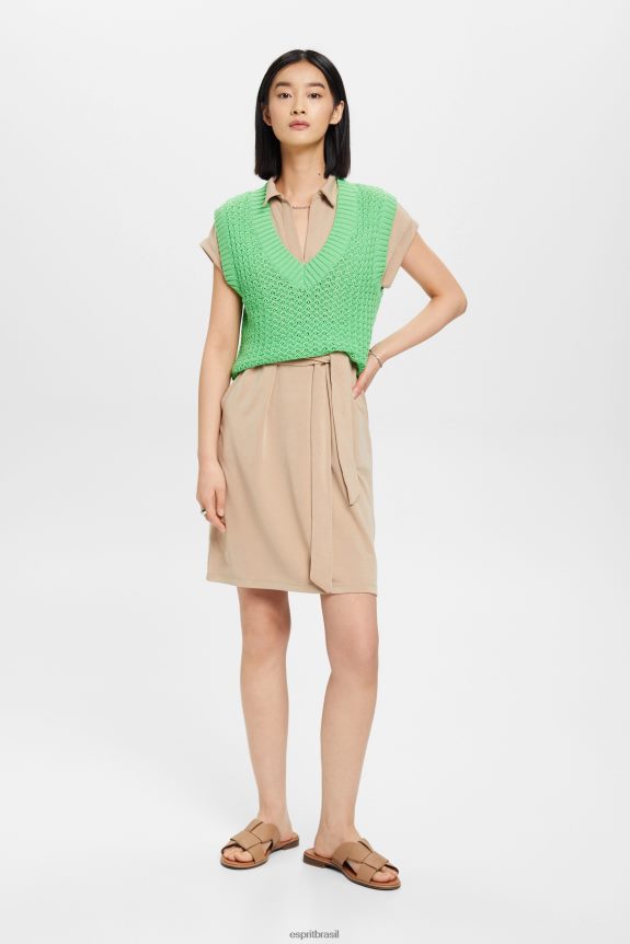 vestido midi com decote em V mulheres Esprit cinza vestidos 82P6TP74