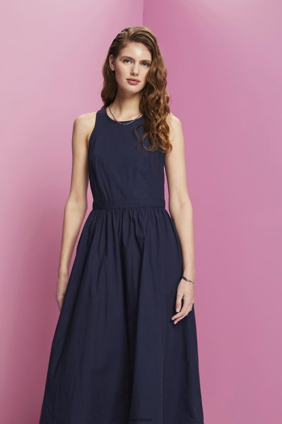 vestido midi de algodão mulheres Esprit marinha vestidos 82P6TP185