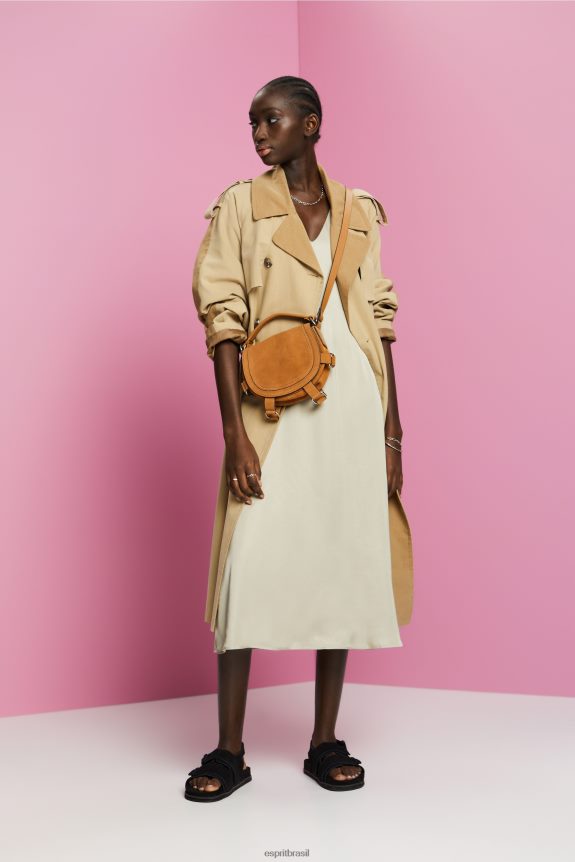 vestido midi de cetim mulheres Esprit verde empoeirado vestidos 82P6TP55