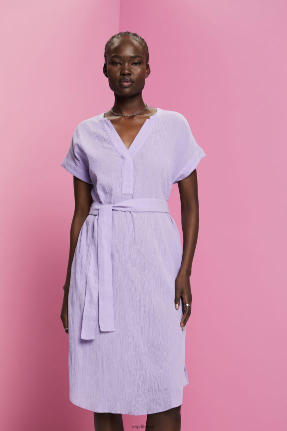 vestido midi franzido com cinto mulheres Esprit branco vestidos 82P6TP54