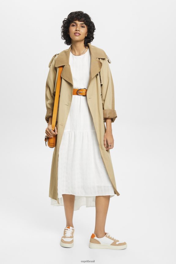 vestido midi leve com mangas balão mulheres Esprit off white vestidos 82P6TP294