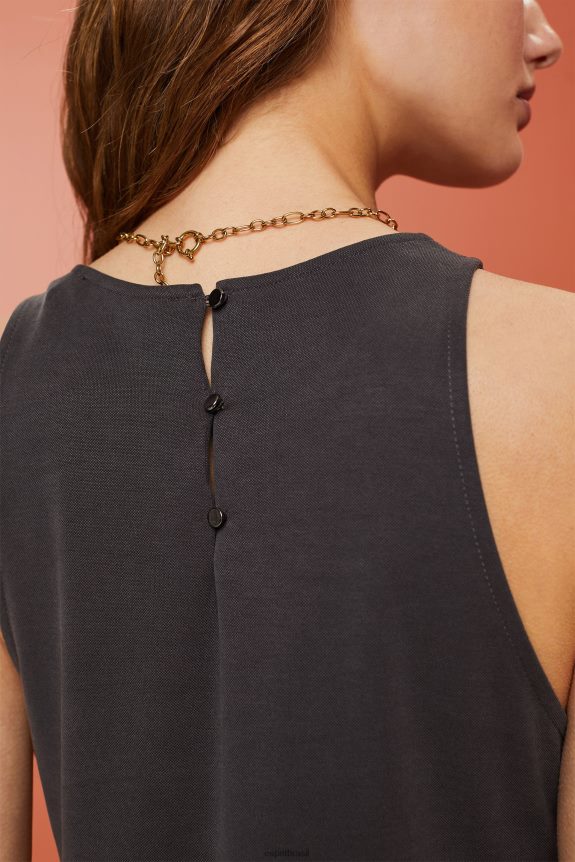 vestido midi regata com mistura modal mulheres Esprit antracite vestidos 82P6TP52