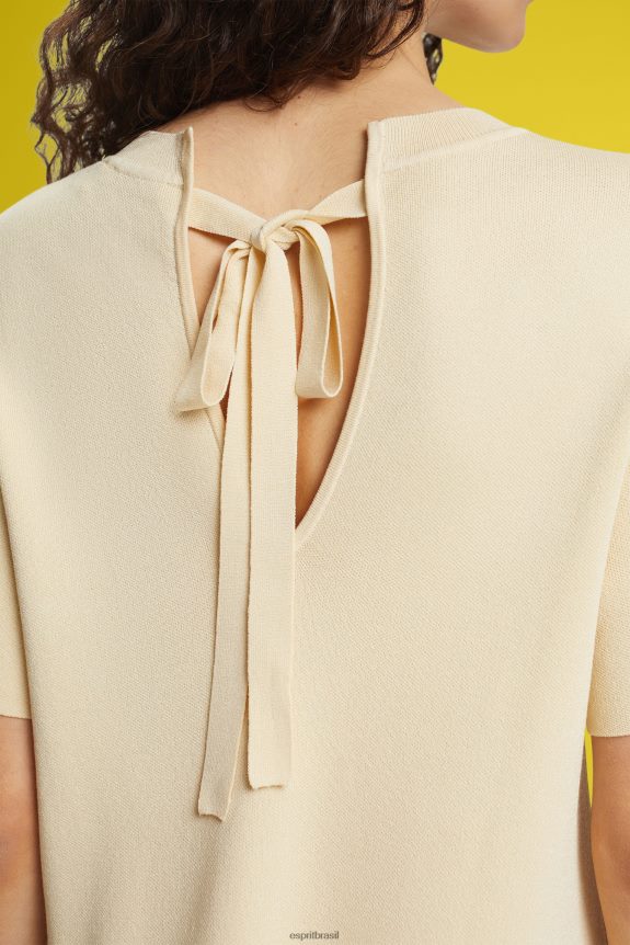 vestido peplum plissado mulheres Esprit areia vestidos 82P6TP489