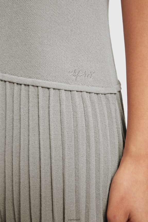 vestido peplum plissado mulheres Esprit cinza médio vestidos 82P6TP487