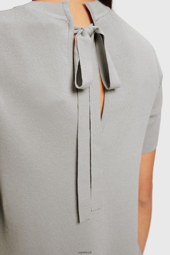 vestido peplum plissado mulheres Esprit cinza médio vestidos 82P6TP487