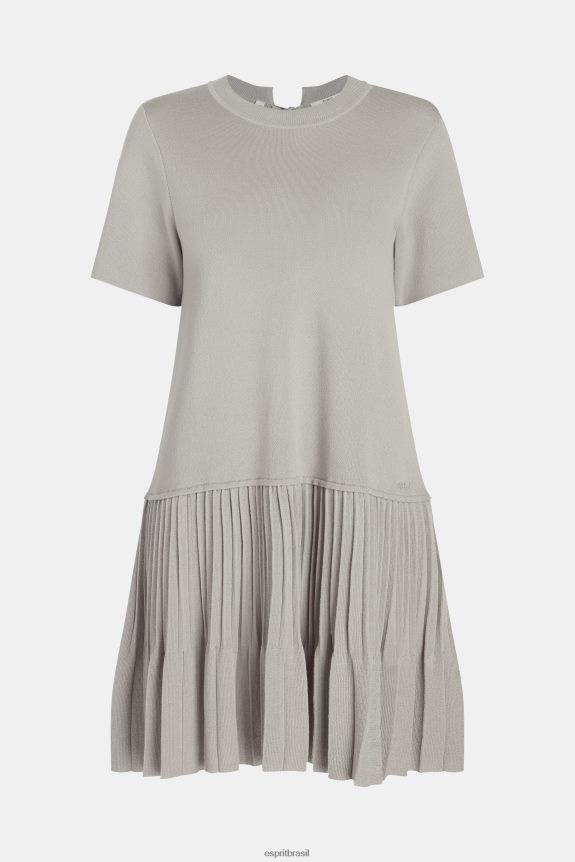 vestido peplum plissado mulheres Esprit cinza médio vestidos 82P6TP487