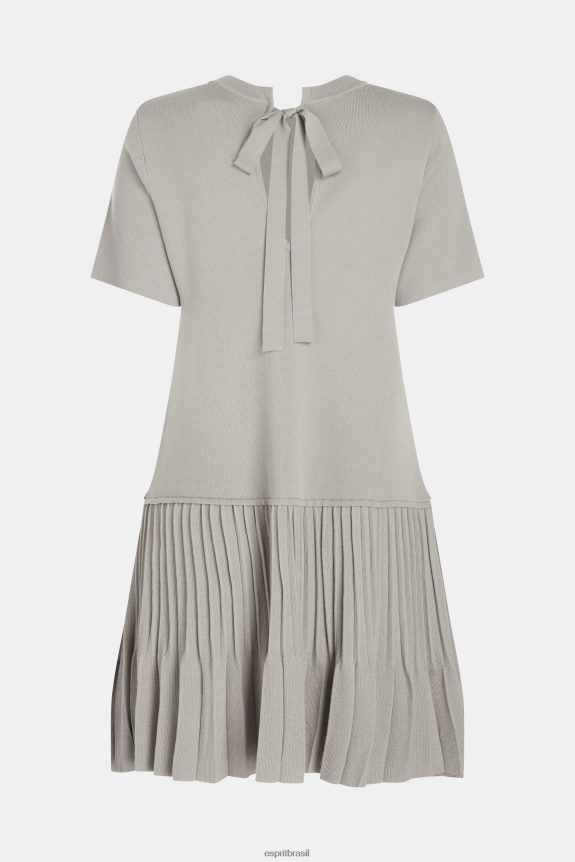 vestido peplum plissado mulheres Esprit cinza médio vestidos 82P6TP487