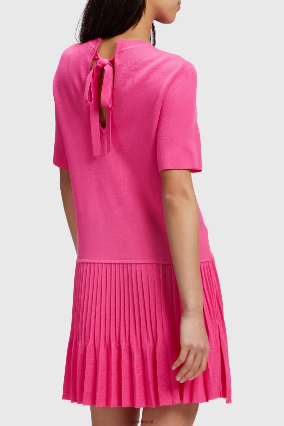 vestido peplum plissado mulheres Esprit rosa fúcsia vestidos 82P6TP380
