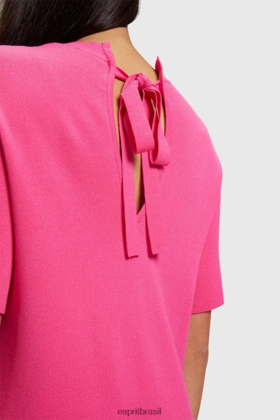 vestido peplum plissado mulheres Esprit rosa fúcsia vestidos 82P6TP380