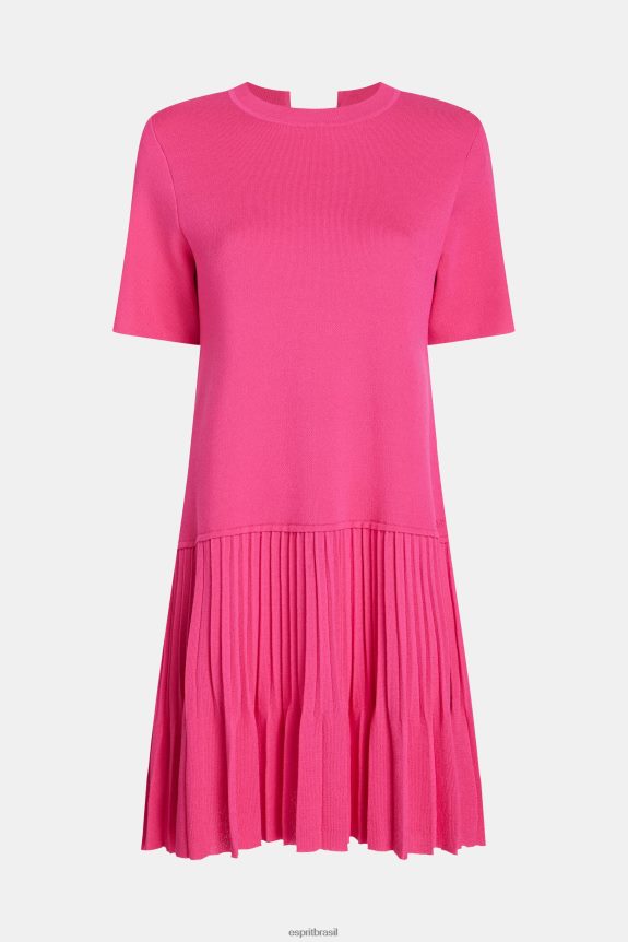 vestido peplum plissado mulheres Esprit rosa fúcsia vestidos 82P6TP380