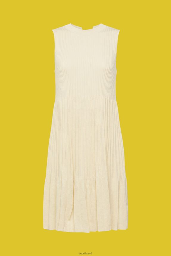 vestido plissado e flare mulheres Esprit areia vestidos 82P6TP383